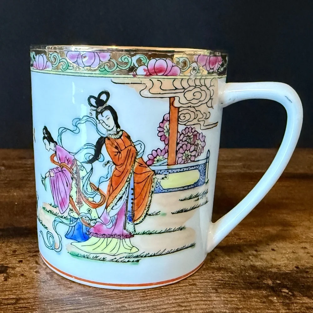 Hand Painted Asian Tea Cups (Set of 2)